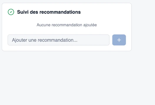 Suivi des recommandations et ajout d’une action corrective
